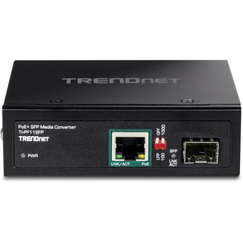 TRENDnet Industrial SFP To Gigabit PoE+ Media Converter, IP30 Rated Housing, Operating Temperature Range  40&deg;  75 &deg;C To ( 40&deg;   167 &deg;F), TI PF11SFP, Black Alternate-Image3/500