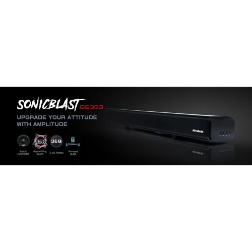 AVerMedia SonicBlast GS333 2.1 Bluetooth Sound Bar Speaker   60 W RMS   Black, Blue Alternate-Image3/500