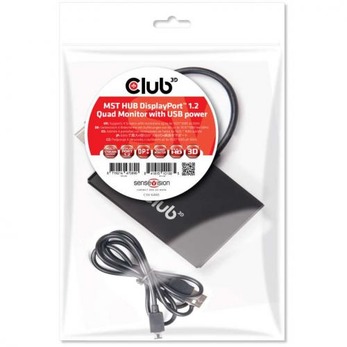 Club 3D Multi Stream Transport (MST) Hub DisplayPort 1.2 Quad Monitor USB Powered Alternate-Image3/500