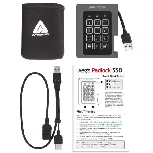 Apricorn Aegis Padlock ASSD 3PL256 2TBF 2 TB Solid State Drive   2.5" Internal   Black   TAA Compliant Alternate-Image3/500