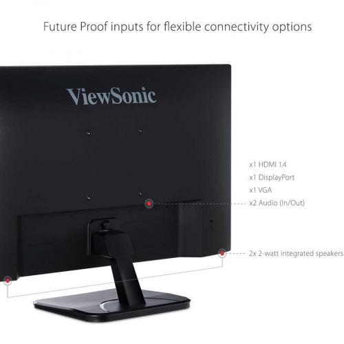 ViewSonic VA2456 MHD 24 Inch IPS 1080p Monitor With 100Hz, Ultra Thin Bezels, HDMI, DisplayPort And VGA Inputs For Home And Office Alternate-Image3/500