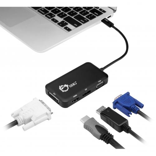 SIIG USB C To 4 In 1 Multiport Video Adapter   DVI/VGA/DP/HDMI Alternate-Image3/500