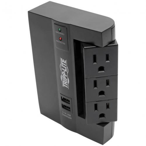 Tripp Lite By Eaton Protect It! 6 Outlet Surge Protector With 3 Rotatable Outlets   Direct Plug In, 1200 Joules, 2 USB Ports Alternate-Image3/500
