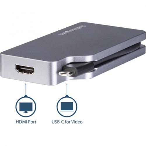 StarTech.com USB C Multiport Video Adapter 4K/1080p   USB Type C To HDMI, VGA, DVI Or Mini DisplayPort Monitor Adapter   Space Gray Alternate-Image3/500