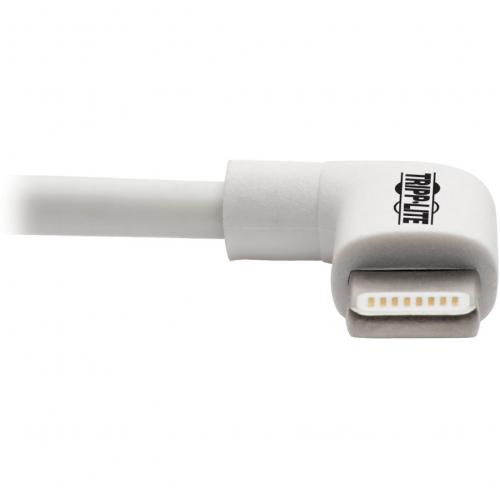 Eaton Tripp Lite Series USB A To Right Angle Lightning Sync/Charge Cable, MFi Certified   White, M/M, USB 2.0, 3 Ft. (0.91 M) Alternate-Image3/500