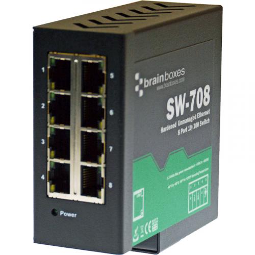 Brainboxes Hardened Industrial Ethernet 8 Port Switch DIN Rail Mountable Alternate-Image3/500