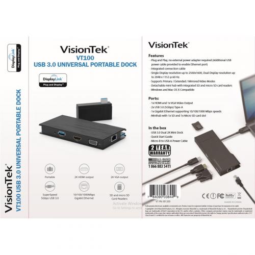 VisionTek VT100 Universal USB 3.0 Portable Dock Alternate-Image3/500