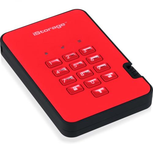 IStorage DiskAshur2 2 TB Portable Rugged Solid State Drive   2.5" External   Red   TAA Compliant Alternate-Image3/500