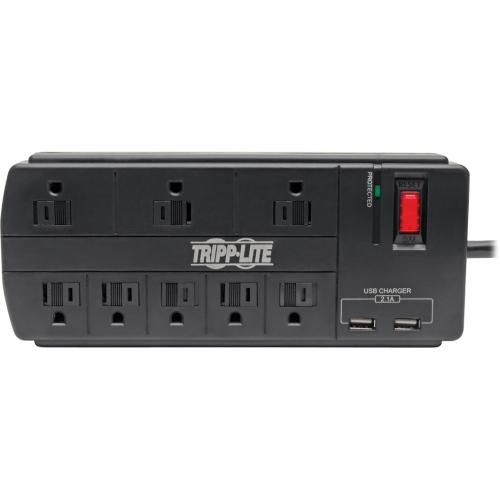 Eaton Tripp Lite Series 8 Outlet Surge Protector With 2 USB Ports (2.1A Shared)   8 Ft. (2.43 M) Cord, 1200 Joules, Black Alternate-Image3/500