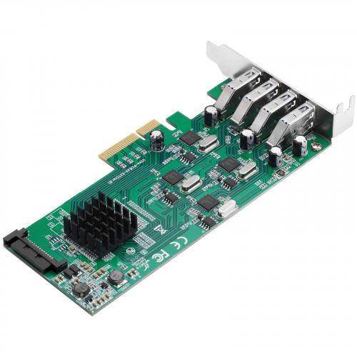 SIIG 4 Port USB 3.0 PCIe Card With 4 Dedicated 5Gbps Channels (USB 3.2 Gen 1)   Quad Core 20Gbps   UASP   SATA Power   Low Profile PCIe Adapter Card Alternate-Image3/500