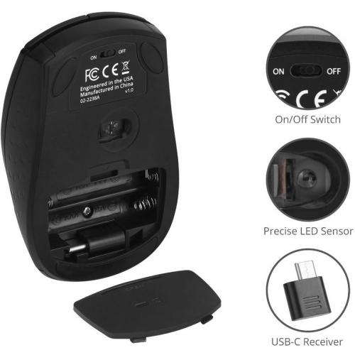 SIIG USB C Wireless 2.4G 3 Button Mouse Alternate-Image3/500