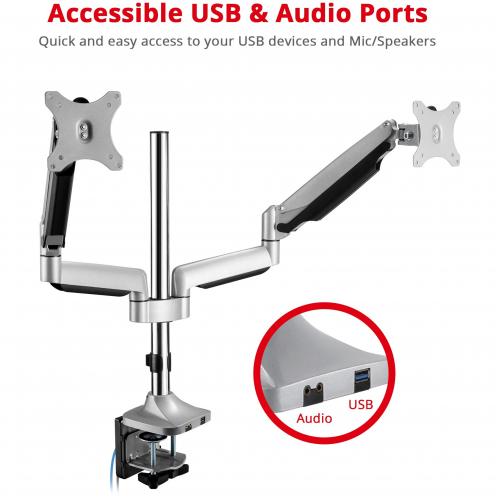 SIIG Dual Monitor Gas Spring Desk Mount With USB Port   17" To 32" Alternate-Image3/500