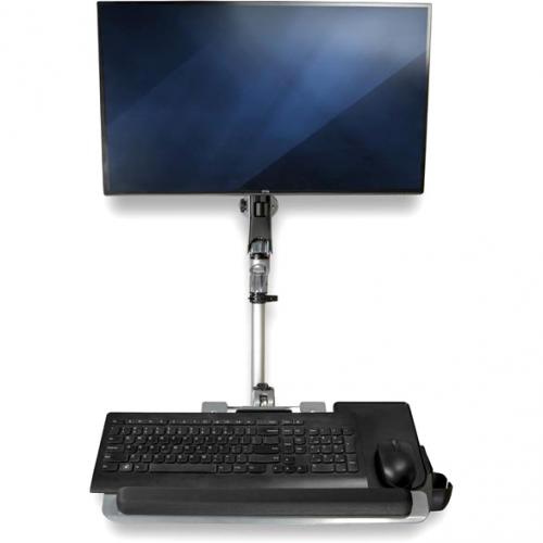 StarTech.com Wall Mount Workstation   Foldable Ergonomic Standing Desk   Height Adjustable 34" VESA Monitor Arm/Padded Keyboard/Mouse Tray Alternate-Image3/500