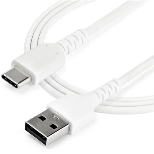 StarTech.com 2m USB A To USB C Charging Cable   Durable Fast Charge & Sync USB 2.0 To USB Type C Data Cord   Aramid Fiber M/M 3A White Alternate-Image3/500