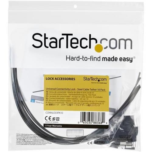 StarTech.com 10 Pack Security Cable Tethers For Adapters & Dongles   Universal Cable Tether Kit   Steel Tether Cable Lock   Anti Theft Alternate-Image3/500