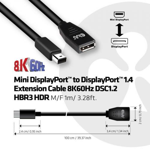 Club 3D DisplayPort/Mini DisplayPort Extension Audio/Video Cable Alternate-Image3/500