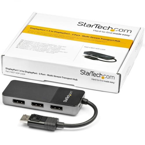 StarTech.com 3 Port DisplayPort 1.4 Splitter, DisplayPort To 3x DP Multi Monitor Adapter, Triple 4K Computer MST Hub, Windows Only Alternate-Image3/500