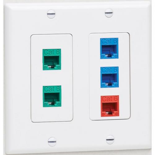 Tripp Lite By Eaton Double Gang Faceplate, Decora Style   Vertical, White Alternate-Image3/500