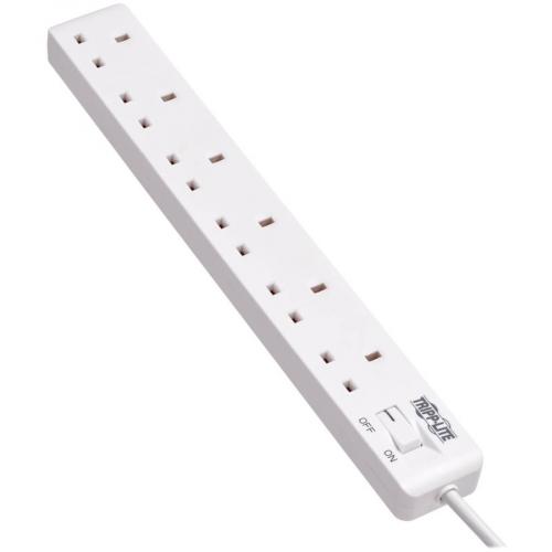 Tripp Lite By Eaton 6 Outlet Power Strip   British BS1363A Outlets, 220 250V AC, 13A, 1.8 M Cord, BS1363A Plug, White Alternate-Image3/500