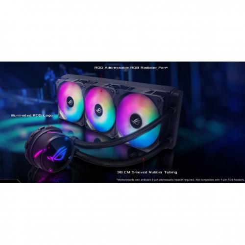 ASUS ROG Strix LC 360 RGB White Edition All In One Liquid CPU Cooler With Aura Sync RGB, And Triple ROG 120mm Addressable RGB Radiator Fans Alternate-Image3/500