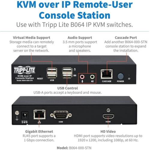 Tripp Lite By Eaton KVM Over IP Remote User Console Station Java Free B064 IPG KVMs Alternate-Image3/500