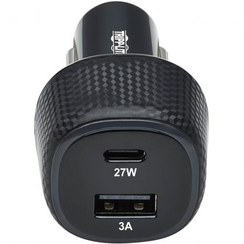 Tripp Lite By Eaton Dual Port USB Car Charger With 45W Charging   USB C (27W) QC4+, USB A (18W) QC 3.0, Black Alternate-Image3/500