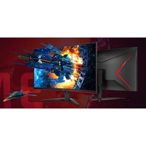 AOC C32G2E 32" Class Full HD Curved Screen Gaming LCD Monitor   16:9   Red, Black Alternate-Image3/500
