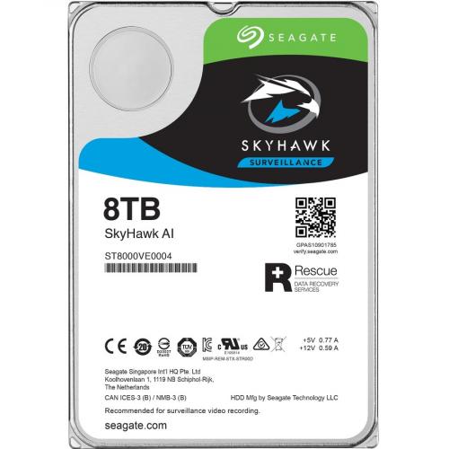 Seagate SkyHawk AI ST8000VE001 8 TB Hard Drive   3.5" Internal   SATA (SATA/600) Alternate-Image3/500