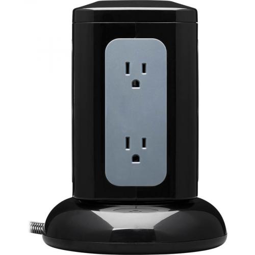 Tripp Lite By Eaton 6 Outlet Surge Protector Tower, 3x USB A, 1x USB C, 8 Ft. Cord, 5 15P Plug, 1800 Joules, Black Alternate-Image3/500