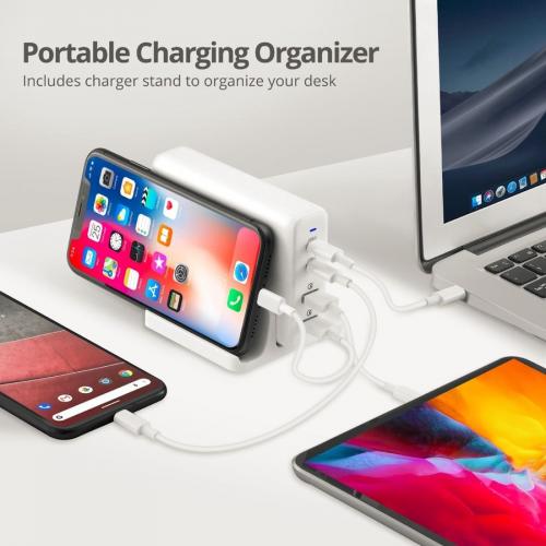 SIIG 100W Dual USB C PD 3.0 PPS & QC 3.0 Combo Power Charger   White Alternate-Image3/500