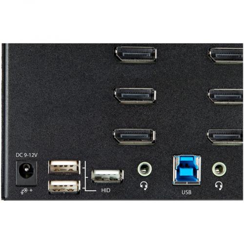 StarTech.com 2 Port Quad Monitor DisplayPort KVM Switch 4K 60Hz UHD HDR, DP 1.2 KVM Switch, 2 Port USB 3.0 Hub, 4x USB HID, Audio, Hotkey Alternate-Image3/500