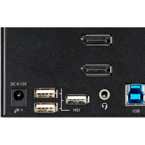 StarTech.com 2 Port Triple Monitor DisplayPort KVM Switch 4K 60Hz UHD HDR, DP 1.2 KVM Switch, 2 Pt USB 3.0 Hub, 4x USB HID, Audio, Hotkey Alternate-Image3/500