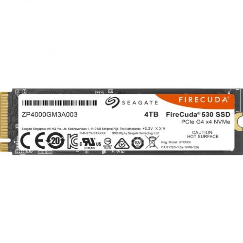 Seagate FireCuda 530 ZP4000GM3A013 4 TB Solid State Drive - M.2 2280  Internal - PCI Express NVMe (PCI Express NVMe 4.0 x4) - Black