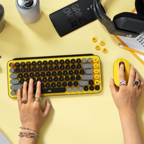 Logitech POP Keys Wireless Mechanical Keyboard With Emoji Keys   Blast Yellow Alternate-Image3/500