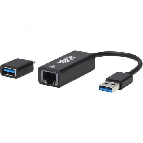 Tripp Lite By Eaton USB C, USB A To RJ45 Gigabit Ethernet Network Adapter (2xM/F), USB 3.2 Gen 1, Black Alternate-Image3/500