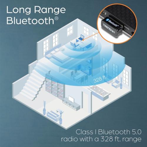 TRENDnet Micro Bluetooth 5.0 USB Adapter, Supports Basic Rate(BR), Bluetooth Low Energy(BLE), Enhanced Data Rate(EDR), 100m (328ft.) Range, Supports Windows OS, Black, TBW 110UB Alternate-Image3/500
