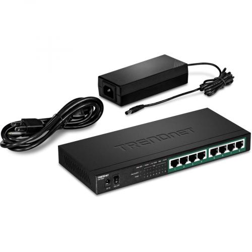 TRENDnet 8 Port Gigabit PoE+ Switch, 120W PoE Power Budget, 16Gbps Switching Capacity, IEEE 802.1p QoS, DSCP Pass Through Support, Fanless, Wall Mountable, Lifetime Protection, Black, TPE TG84 Alternate-Image3/500