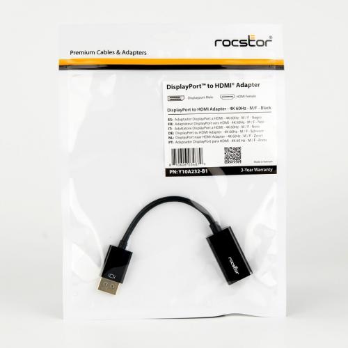 Rocstor DisplayPort To HDMI Adapter   4K DP To HDMI Converter   UHD 4K 60Hz Alternate-Image3/500