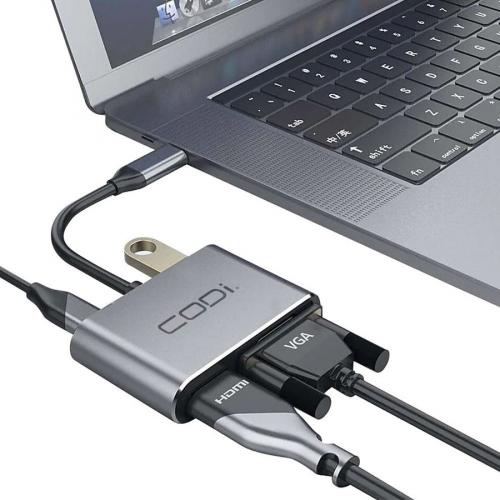 CODi 4 In 1 USB C Display Adapter (HDMI, VGA, USB C PD, USB A 3.0) Alternate-Image3/500
