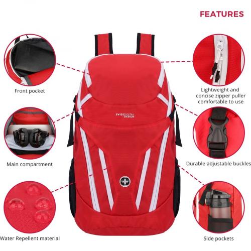 Swissdigital Design Kangaroo SD1596 42 Rugged Carrying Case (Backpack) For 16" Apple Notebook, MacBook Pro, Accessories, Tablet, Cell Phone   Red Alternate-Image3/500
