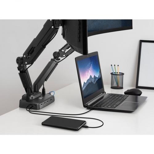 SIIG Full Function Dual 4K Hybrid Video Docking Station & PD With Gas Spring Monitor Desk Arm Mount   17" To 32" Alternate-Image3/500