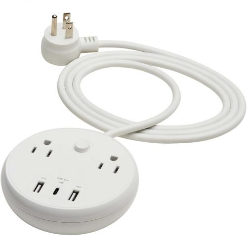 Tripp Lite By Eaton Safe IT 30W 2 Outlet Surge Protector   5 15R Outlets, 3 USB Ports, 6 Ft. (1.8 M) Cord, 300 Joules, Antimicrobial Protection, White Alternate-Image3/500