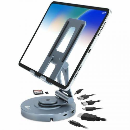 SIIG USB C Multitask Hub Stand Holder   Tablets/Phones Stand   HDMI 4K60Hz   PD 100W   2xUSB A/USB C 5Gbps   SD/Micro SD  3.5mm Headset Alternate-Image3/500