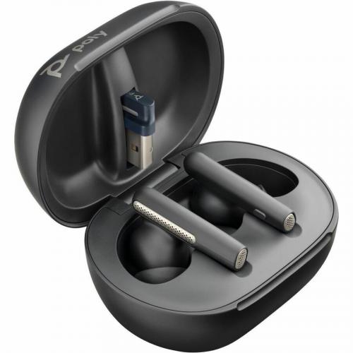 Poly Voyager Free 60+ UC M Carbon Black Earbuds With BT700 USB A Adapter And Touchscreen Charge Case Alternate-Image3/500