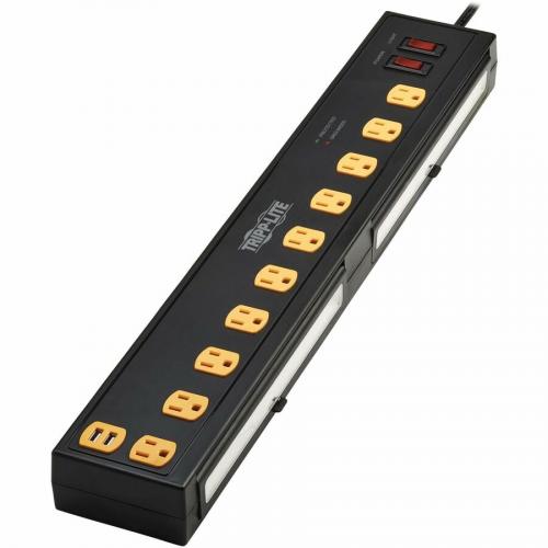 Tripp Lite By Eaton Protect It! 10 Outlet Surge Protector With Swivel Light Bars   5 15R Outlets, 2 USB Ports, 10 Ft. (3 M) Cord, 4500 Joules, Black Alternate-Image3/500