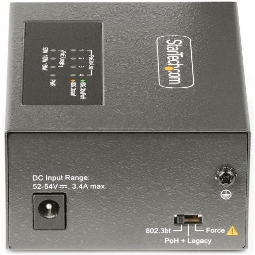 StarTech.com 4 Port Multi Gigabit PoE++ Injector, 5/2.5/1G Ethernet (NBASE T), PoE/PoE+/PoE++ (802.3af/802.3at/802.3bt), 160W Power Budget Alternate-Image3/500