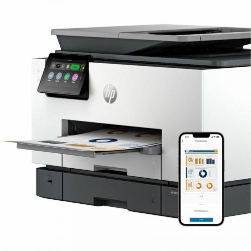 HP Officejet Pro 9130b Wired & Wireless Inkjet Multifunction Printer   Color   Cement Alternate-Image3/500