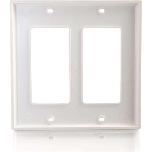 C2G Two Decorative Style Cutout Double Gang Wall Plate   White Alternate-Image3/500