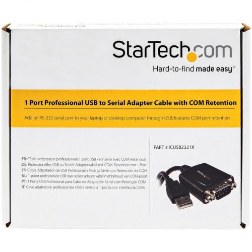 StarTech.com USB To Serial Adapter   1 Port   COM Port Retention   Texas Instruments TIUSB3410   USB To RS232 Adapter Cable Alternate-Image4/500