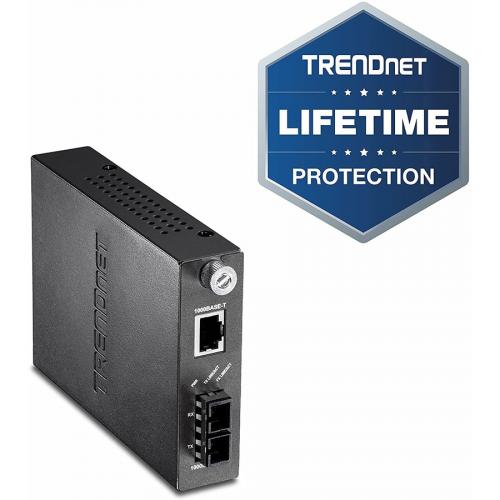 TRENDnet Intelligent 1000Base T To 1000Base SX Multi Mode SC Fiber Media Converter, Up To 550M (1800 Ft), Fiber To Ethernet Converter, 2Gbps Switching Capacity, Lifetime Protection, Black, TFC 1000MSC Alternate-Image4/500